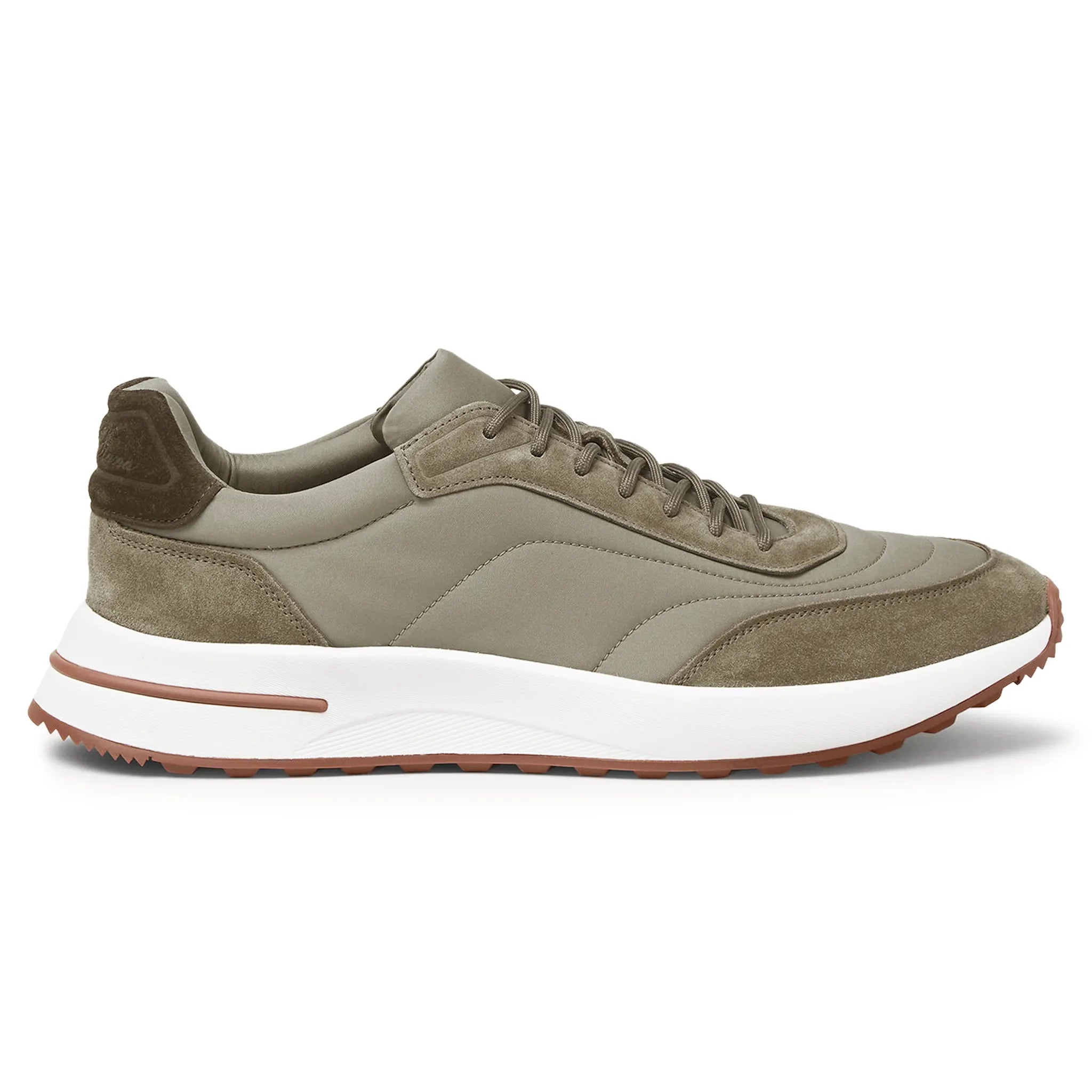 Side View of Loro Piana Week End Walk Tobacco Sneaker FAP9780_H785